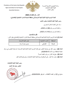 اللجنة العليا لانتخابات مجلس الشعب- قرار رقم 21 لعام 2026.jpg