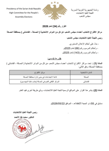 اللجنة العليا لانتخابات مجلس الشعب- قرار 34 لعام 2026.jpg