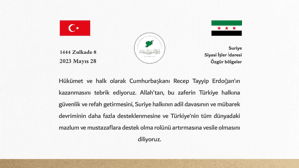 Cumhurbaşkanı Recep Tayyip Erdoğan'ın başkanlık seçimlerini kazanması münasebetiyle Türkiye hükümetini ve halkını kutluyor ve tebrik ediyoruz..jpg