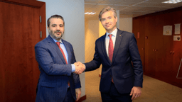 التقى وزير الخارجية والمغتربين السيد أسعد حسن الشيباني نظيره الليتواني السيد كيستوتيس بودريس 14-7-2025.jpg