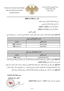 القرار رقم 78 لعام 2025 اللجنة العليا لانتخابات مجلس الشعب.jpg